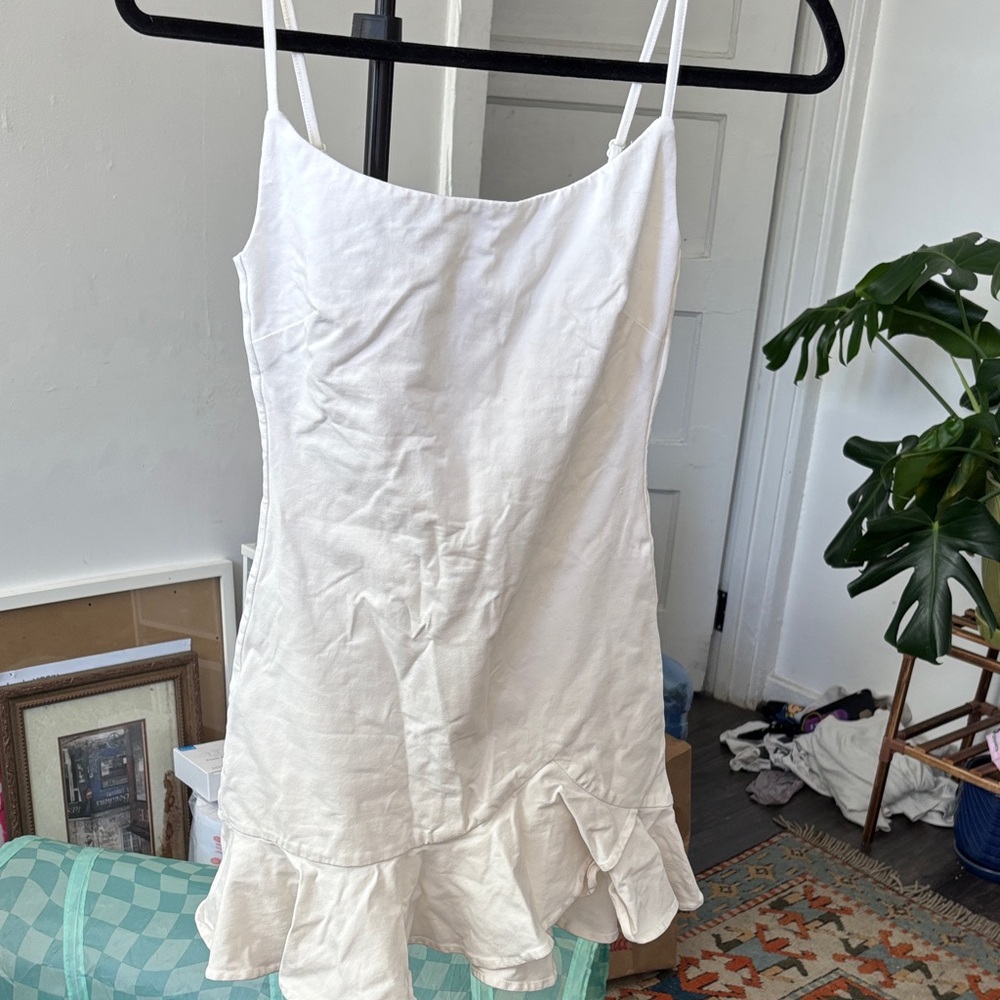 White Ruffle Hem Dress